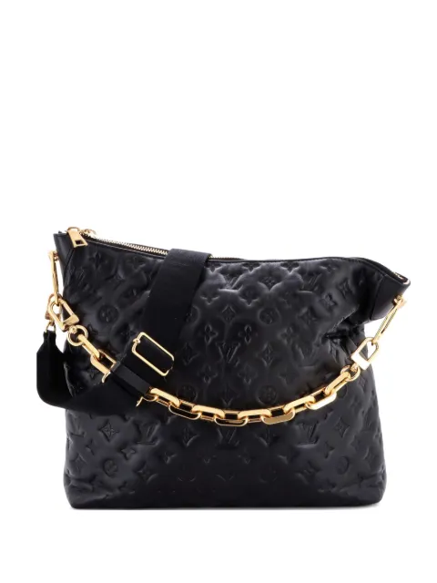 Louis Vuitton Pre-Owned Coussin Monogram Embossed Lambskin MM hobo bag Black OXATMU0K7UQTOHS2