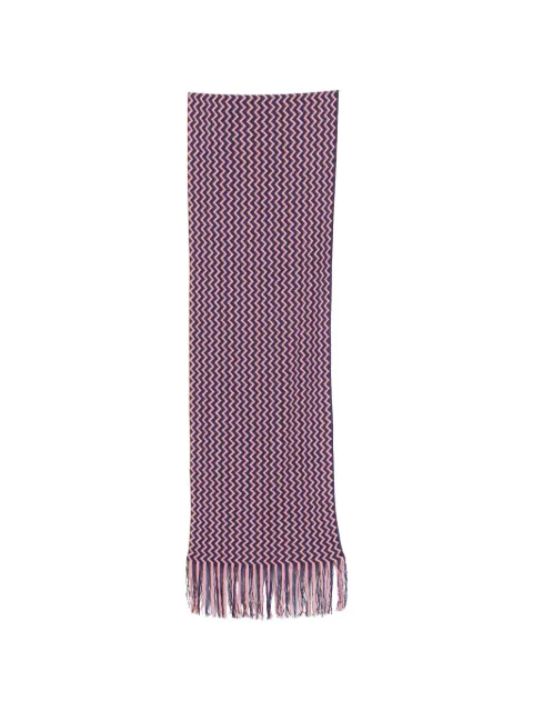 Missoni zigzag-knit fringed scarf Pink SC47WMM0151