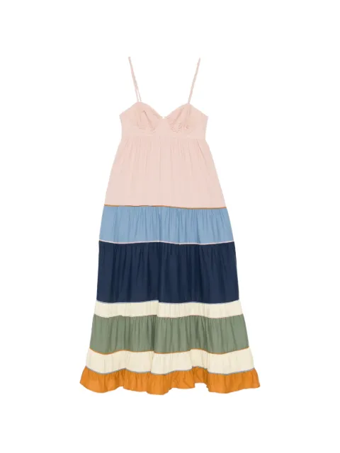 FARM Rio panelled pleated maxi dress Pink 348438