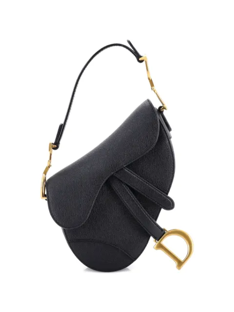 Christian Dior Pre-Owned Saddle Handbag Leather Mini shoulder bag Black TO9ZF7QCIGX3HCPB