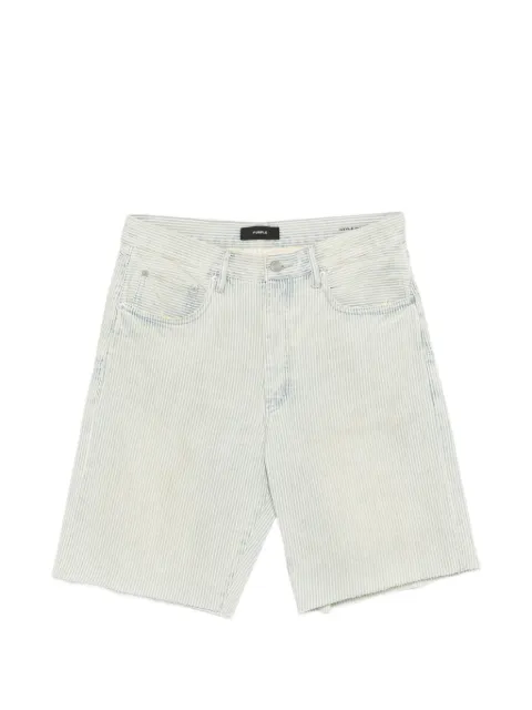 Purple Brand striped raw-cut shorts Blue P059