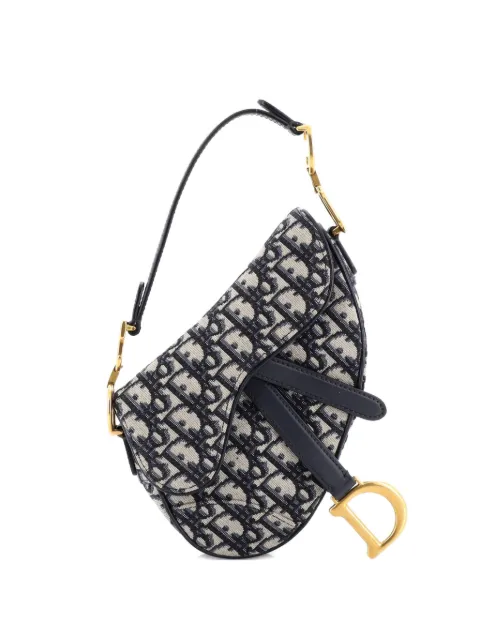 Christian Dior Pre-Owned Saddle Handbag Oblique Canvas Mini shoulder bag Blue PVT8RK5GXTYJQ54I