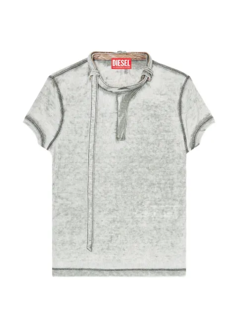 Diesel rib-jersey top with biker neck strap Grey A229290HGCQ