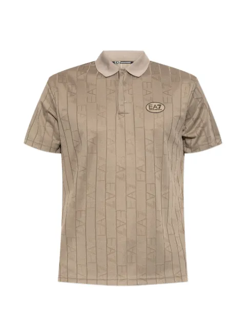 Ea7 Emporio Armani monogram-pattern polo shirt Neutrals 7M001287AF22277
