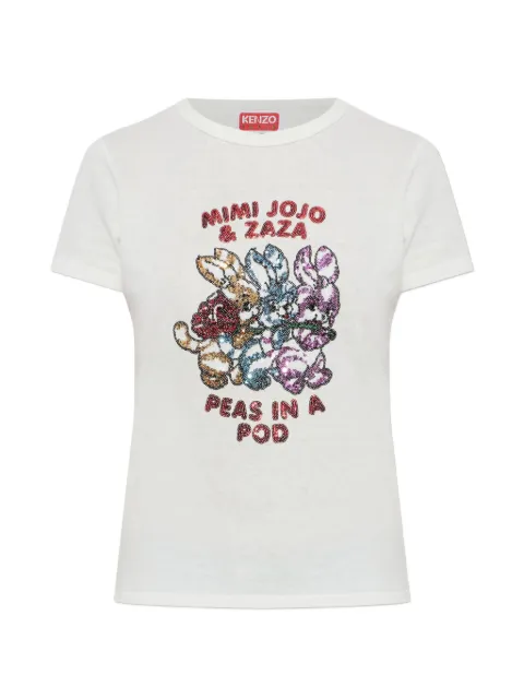 Kenzo sequin-embellished T-shirt Neutrals FG52TS0064SK