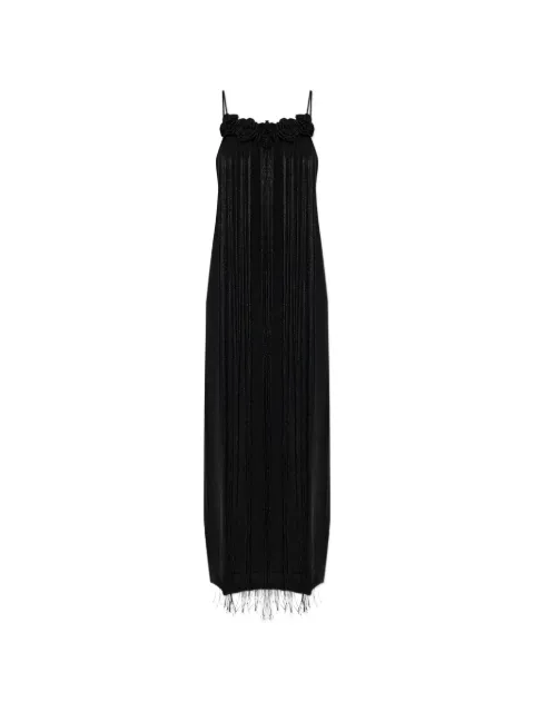 Jil Sander floral-appliqué fringed dress Black J02CT0584J18365