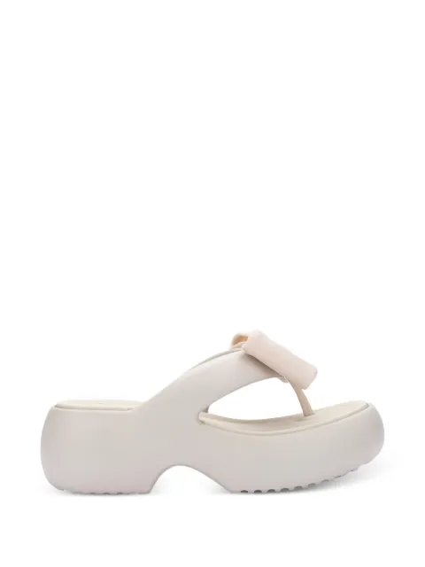 Melissa Free Fuzzy platform bow flip-flops Neutrals 37622