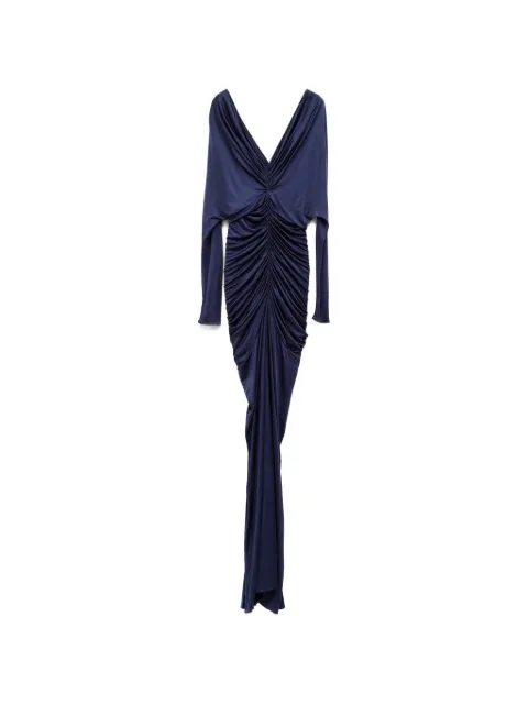 Atlein V-neck ruched gown Blue RD09TJ26COB