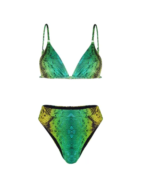 Noire Swimwear high-waist snake-print bikini set Green NSW474GREENSNAKE