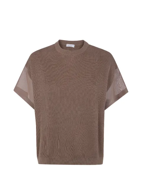 Brunello Cucinelli ribbed sheer sweater Brown M19259500C9714