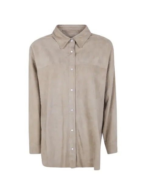Salvatore Santoro fringed leather shirt Neutrals 50169