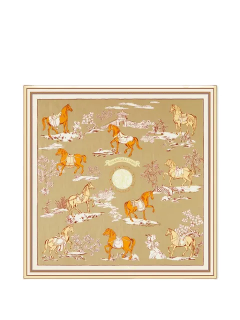 Shanghai Tang floral horse scarf Neutrals Z5AAS178DW