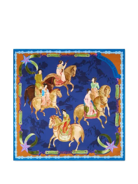 Shanghai Tang Tang foulard star silk scarf Blue Z5AAF177CW
