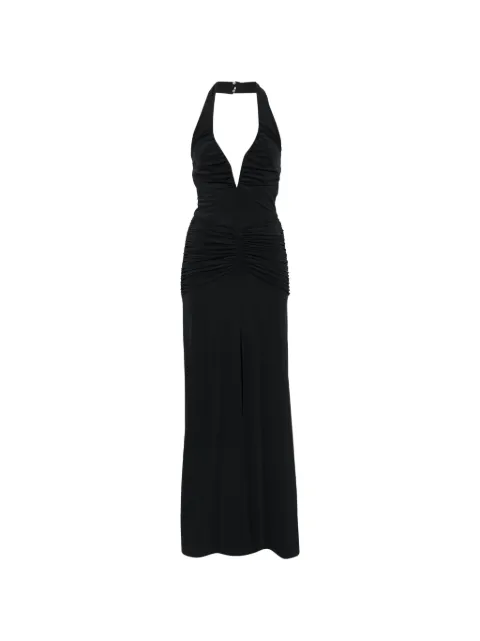 BABYLON V-neck ruched maxi dress Black WE00782