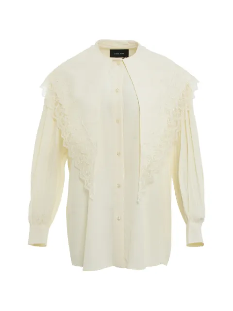 Simone Rocha lace-trim pleated-sleeve shirt Neutrals 5402T0514