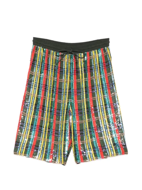 Ashish plaid sequin shorts Green P011