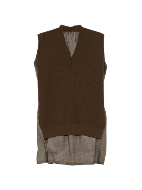Uma Wang V-neck sleeveless top Brown UK7147RIBCREPECO