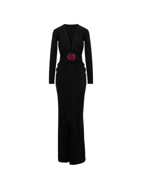 ROSERRY Mallorca flower-detail dress Black MALLORCAMAXI