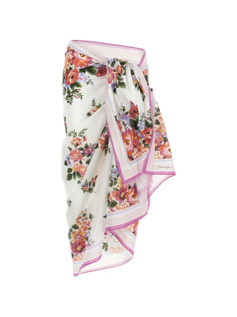 Dolce & Gabbana bouquet fringed sarong beach cover-ups White O4A01JON0EJ