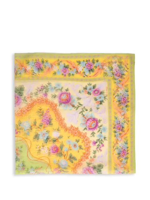 Etro Vintage flower-print square scarf Yellow WCV24101042108