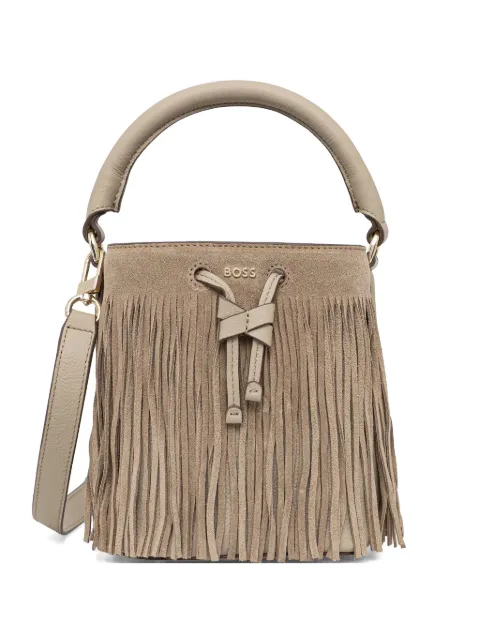 BOSS Lenah fringed bucket bag Neutrals 50557994