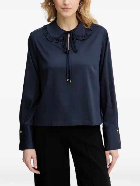 Barbour Evie ruffled tie blouse Blue LSH1725