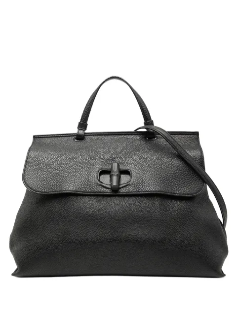 Gucci Pre-Owned 2016-2026 Large Leather Bamboo Daily satchel Black G9ALG7L7WWZPKI47