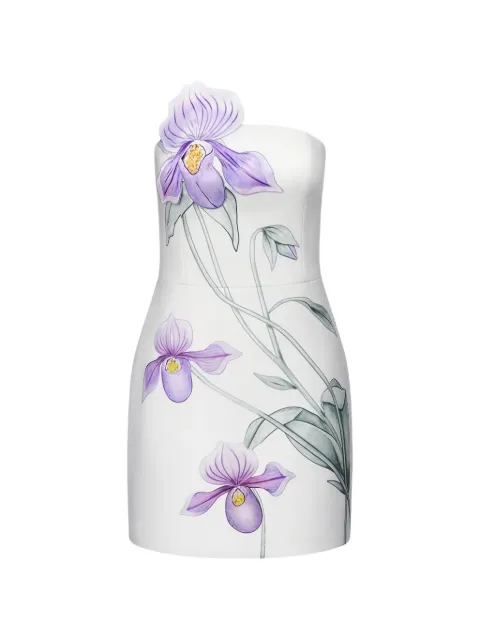 JW Pei one-shoulder floral print dress White DS14042