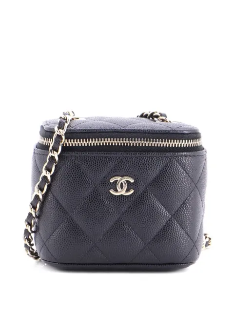 CHANEL Pre-Owned Classic Vanity Case with Chain Quilted Caviar Mini pouch Black 6LEQ764KBJKRN01B