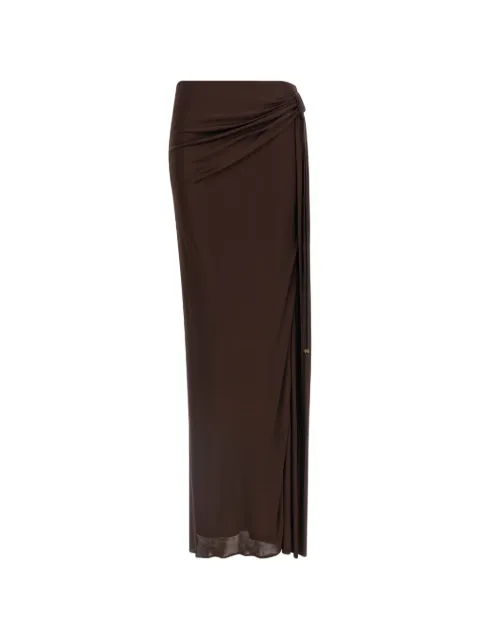 Elisabetta Franchi skirt in shiny viscose jersey fabric Brown GO16661E2