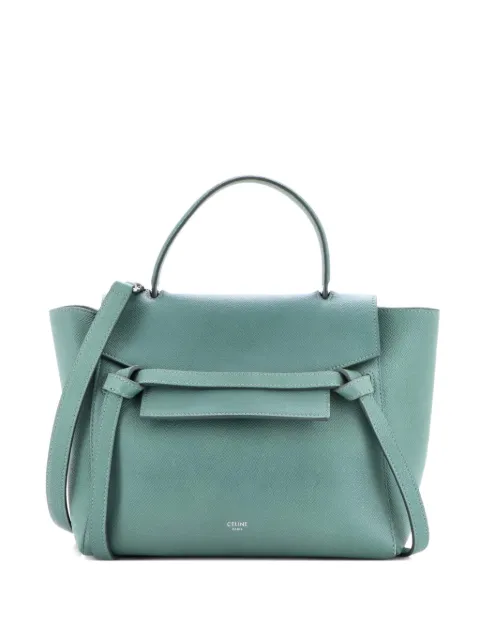 Celine Pre-Owned Belt Bag Textured Leather Micro satchel Green 0M7JX7AO2H9C3IKR