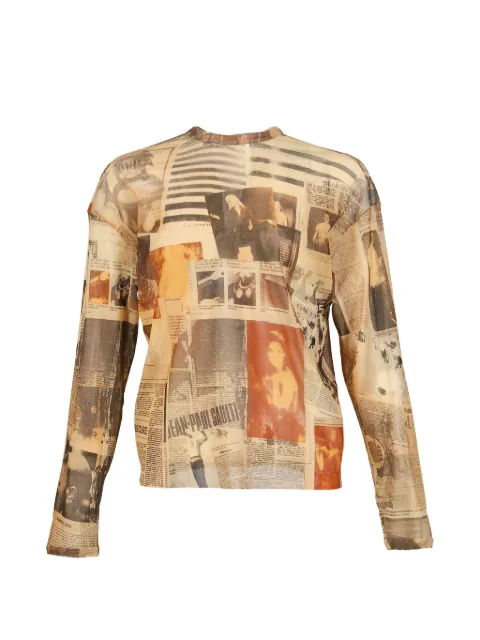 Jean Paul Gaultier printed long-sleeve T-shirt Neutrals 2601WTO417M013PECRLTGRYRED