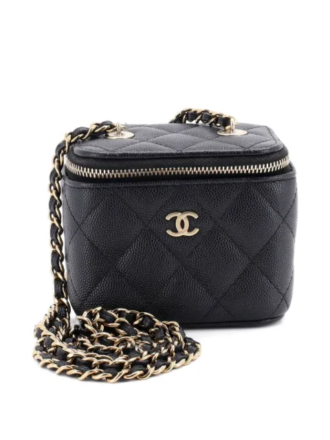 CHANEL Pre-Owned Classic Vanity Case with Chain Quilted Caviar Mini pouch Black 44A78TXT8TFZ7VQP