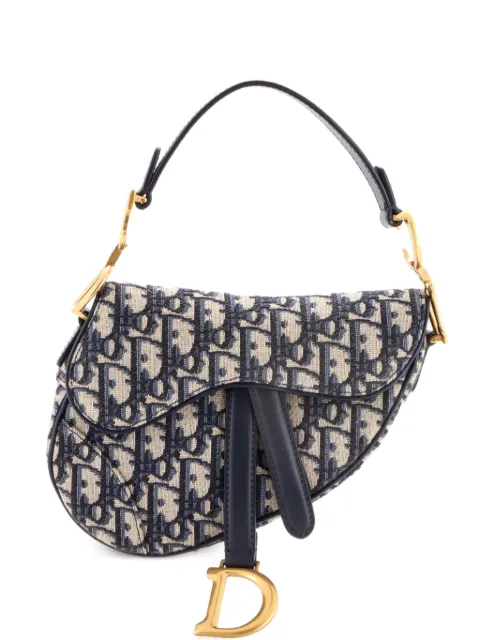 Christian Dior Pre-Owned Saddle Handbag Oblique Canvas Mini shoulder bag Blue TWT31RZ3RMDNRWO5