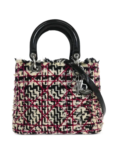 Christian Dior Pre-Owned 2011 tweed cannage handbag Black 155170