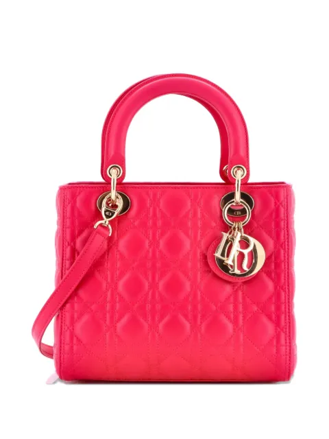 Christian Dior Pre-Owned Lady Dior Bag Cannage Quilt Lambskin Medium satchel Pink WTWU0O5P12SQ3AB0