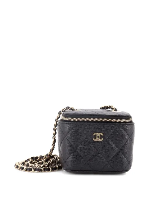 CHANEL Pre-Owned Classic Vanity Case with Chain Quilted Caviar Mini pouch Black 7UD3DPDY4367QSNL