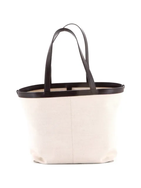 Bottega Veneta Pre-Owned Flip Flap Canvas with Intrecciato Leather Medium tote bag Neutrals QIKBPE0RYLDMXH0W