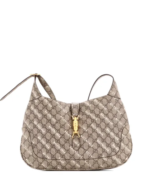 Gucci Pre-Owned x Balenciaga The Hacker Project Jackie 1961 GG Coated Canvas Medium hobo bag Brown VGT0EHIHQ2YNUDOE
