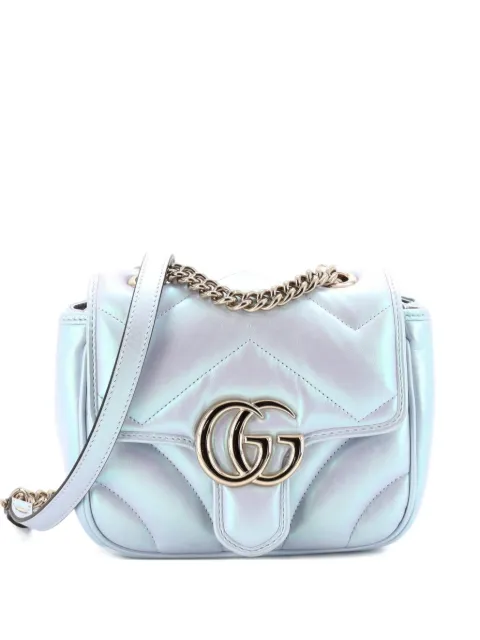 Gucci Pre-Owned GG Marmont Square Flap Bag Chevron Iridescent Leather Mini shoulder bag Metallic X6G9ORD2OQA6791M