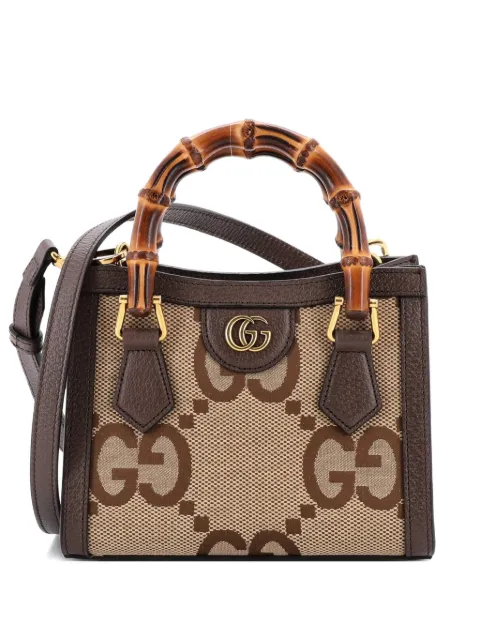 Gucci Pre-Owned Diana NM Bamboo Handle Tote Jumbo GG Canvas Mini shoulder bag Brown BXGWYEJFL1QOXJE8