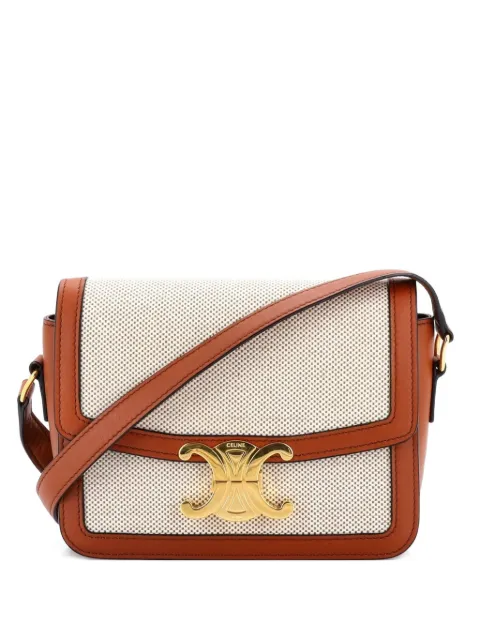 Celine Pre-Owned Triomphe Shoulder Bag Canvas with Leather Teen crossbody bag Brown O0CM7D5T95BL1X15