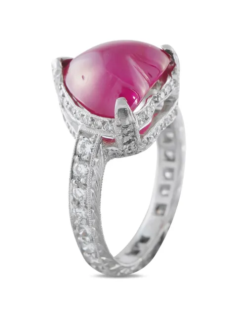 LB Exclusive diamond and ruby heart ring Silver MF05012726