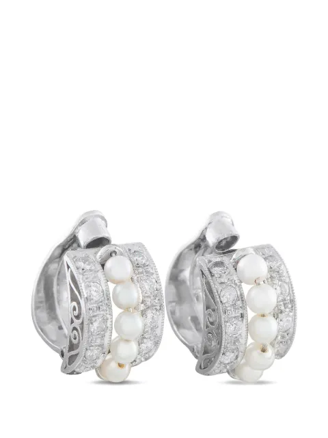 LB Exclusive diamond and pearl clip-on earrings Silver MF04012826