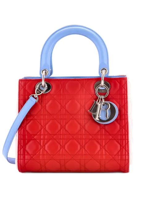 Christian Dior Pre-Owned Lady Dior Bag Cannage Quilt Lambskin Medium satchel Blue 68FPBV57FJPNE40N