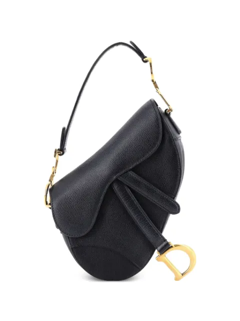 Christian Dior Pre-Owned Saddle Handbag Leather Mini shoulder bag Black ANF01HAO91N8C1G2