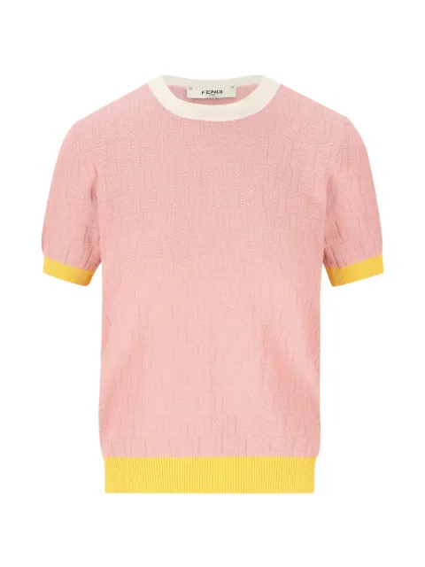 FENDI logo-pattern T-shirt Pink FZXE94AW4SF1W0S