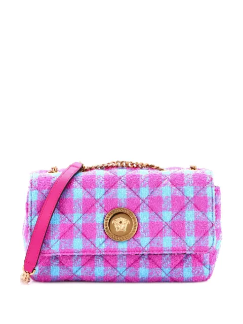 Versace Pre-Owned Medusa Icon Chain Flap Bag Quilted Tweed East West shoulder bag Blue GEDOR2UDSGZ2F70Y