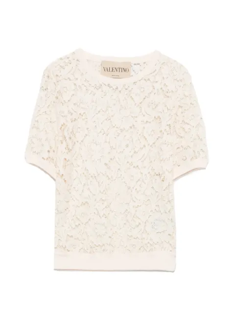 Valentino Garavani cotton and lace top Neutrals BKC71UA34