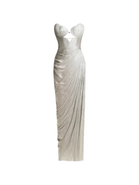 Maria Lucia Hohan Amisha cut-out pleated maxi dress Silver PF006521